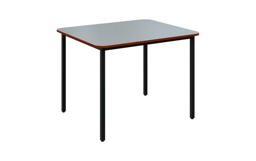 JSBR 90N Jídelní stůl 900 x 900 mm, deska šedá s hranou cihlově červená / podnož černá